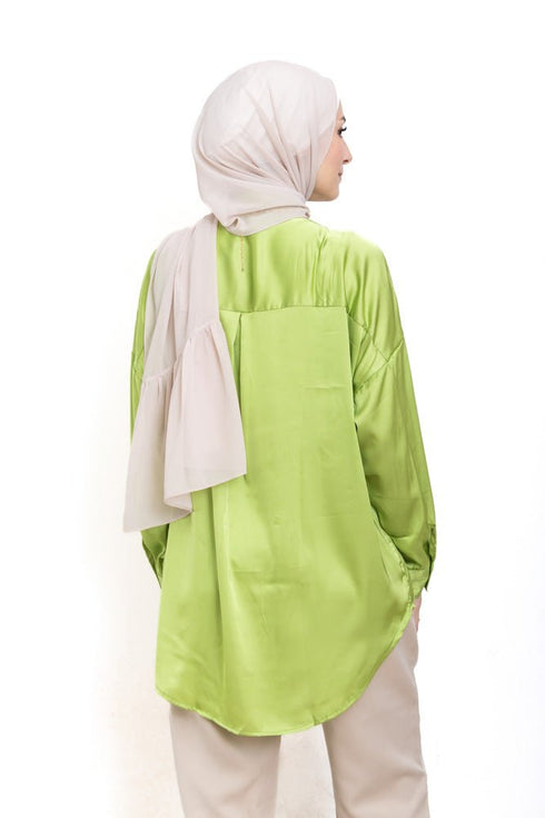 Apple Satin Over Size Shirt - Khotwh